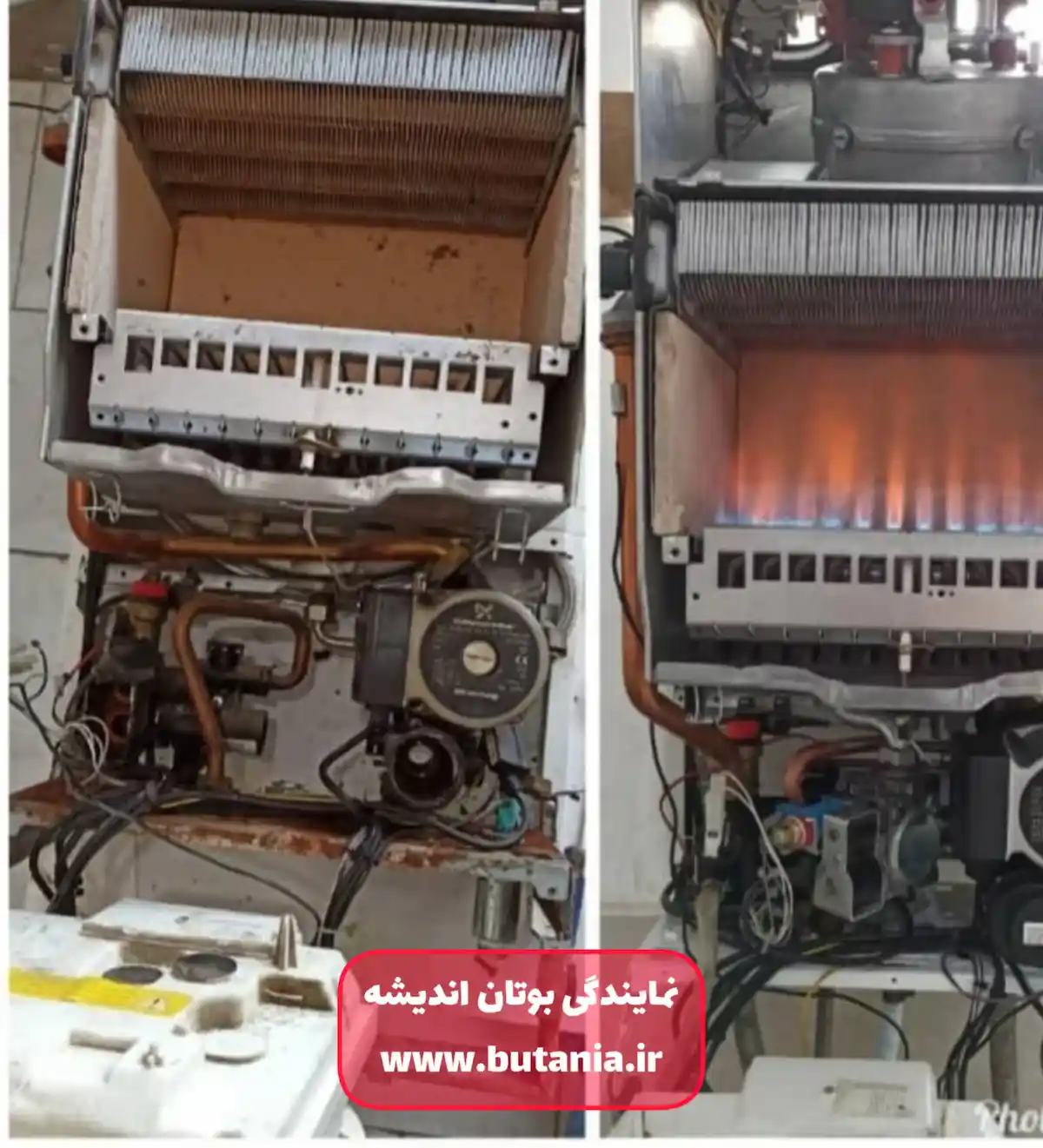 قبل و بعد تعمیرات پکیج بوتان در اندیشه